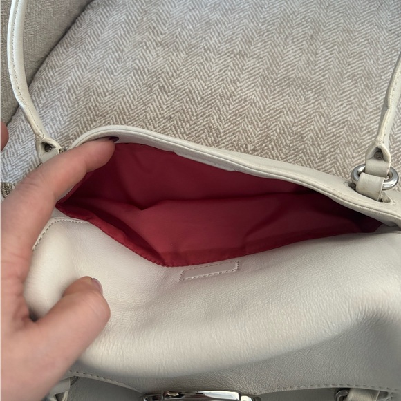 Y2K East West Leather Vintage Shoulder Bag with Buckle Silver Hardware - Picture 8 of 12